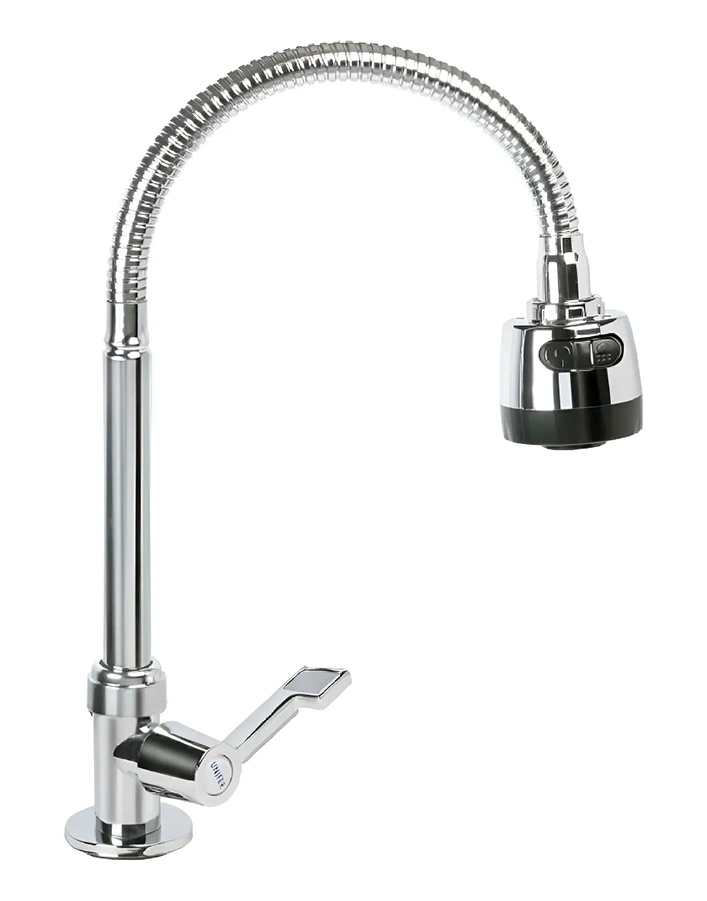 Llave lavaplatos meson flexible metálica